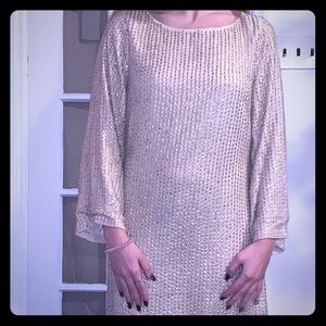 Julie Brown Gold Sequin Longsleeve Dresss